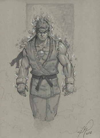 Evil Ryu 9x12 Original Sketch