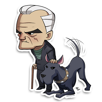 Old Man and Dog Sticker